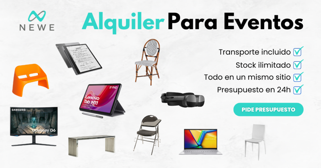 Alquiler para de mobiliario y tecnologia eventos